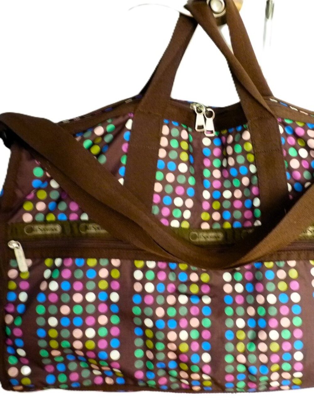 Lesportsac polka dots duffel carry on bag